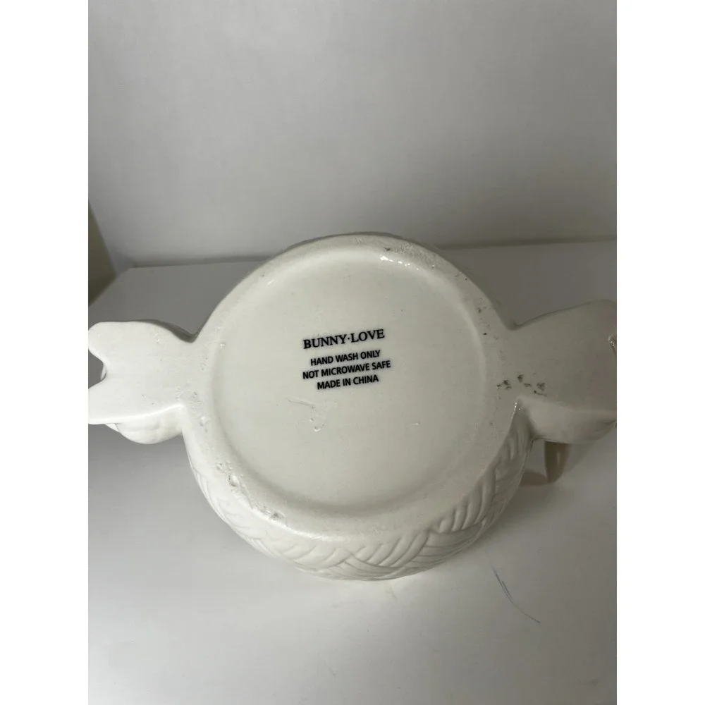 Bunny Love Double‎ Bunny Handled Bowl | Ceramic Easter Candy Dish | NEW